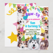 verjaardagsuitnodiging van Dog party Kaart (Voorkant / Achterkant)