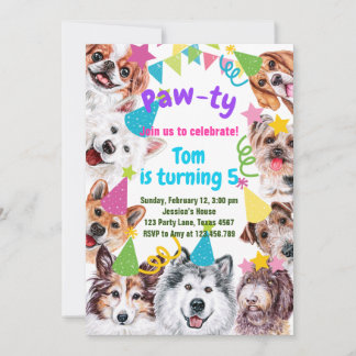 verjaardagsuitnodiging van Dog party Kaart