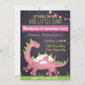 Verjaardagsuitnodiging van het Dinosaur Schaats Kaart (Voorkant)