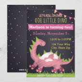 Verjaardagsuitnodiging van het Dinosaur Schaats Kaart (Voorkant / Achterkant)