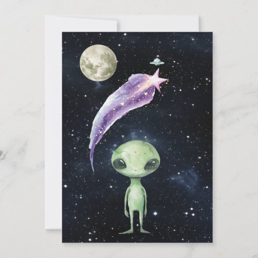 Verjaardagsuitnodiging van het Kind met het thema  Kaart (Achterkant)