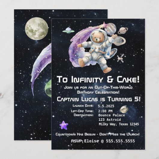 Verjaardagsuitnodiging van het Kind met het thema  Kaart (Voorkant / Achterkant)