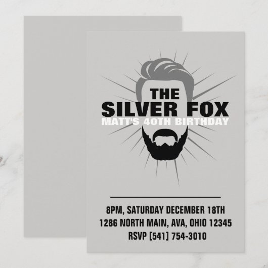 verjaardagsuitnodiging van mannen kaart (Voorkant / Achterkant)