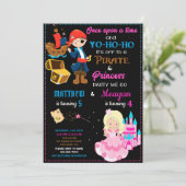 verjaardagsuitnodiging van Pirate en Princess Twee Kaart (Staand voorkant)