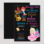verjaardagsuitnodiging van Pirate en Princess Twee Kaart (Voorkant / Achterkant)