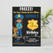 verjaardagsuitnodiging van politieagent Meisfeest Kaart (Staand voorkant)