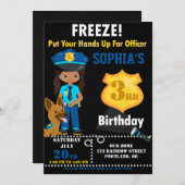verjaardagsuitnodiging van politieagent Meisfeest Kaart (Voorkant / Achterkant)