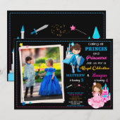 verjaardagsuitnodiging van prins en prinses met fo kaart (Voorkant / Achterkant)