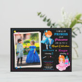 verjaardagsuitnodiging van prins en prinses met fo kaart (Staand voorkant)