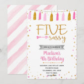 VERJAARDAGSUITNODIGING vijf en brutaal Kaart (Voorkant / Achterkant)