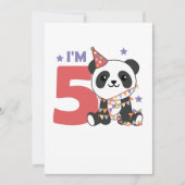 Verjaardagsuitnodiging vijfde verjaardag panda voo kaart (Voorkant)