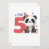 Verjaardagsuitnodiging vijfde verjaardag panda voo kaart (Voorkant / Achterkant)