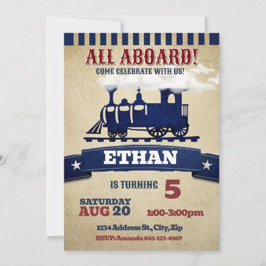 Verjaardagsuitnodiging vintage kaart (Voorkant)