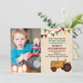 VERJAARDAGSUITNODIGING - Vintage Tractor voor elke Kaart (Staand voorkant)