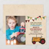 VERJAARDAGSUITNODIGING - Vintage Tractor voor elke Kaart (Voorkant / Achterkant)