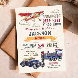 Verjaardagsuitnodiging vintage transport / Jongen Kaart