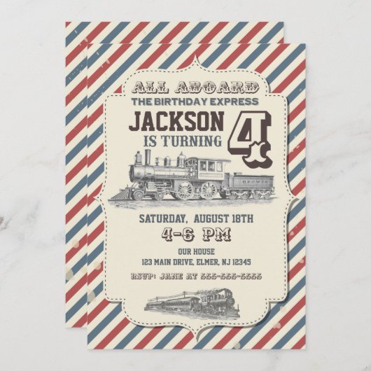 Verjaardagsuitnodiging Vintage Uitnodigt Kaart (Voorkant / Achterkant)