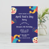 Verjaardagsuitnodiging voor 1 april grappen kaart (Staand voorkant)