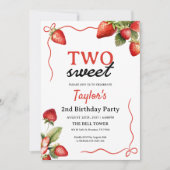 verjaardagsuitnodiging voor aardbeien | 2e verjaar kaart (Voorkant)