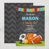 Verjaardagsuitnodiging voor All Star verjaardagsfe Kaart (Voorkant / Achterkant)