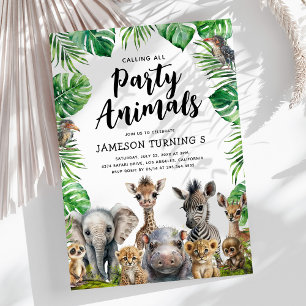 Verjaardagsuitnodiging voor alle feestbeesten kaart