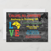 Verjaardagsuitnodiging voor alle gamers kaart (Voorkant)