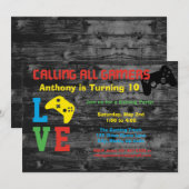 Verjaardagsuitnodiging voor alle gamers kaart (Voorkant / Achterkant)