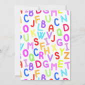 verjaardagsuitnodiging voor Alphabet girl Kaart (Achterkant)