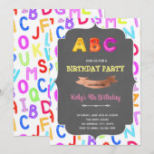 verjaardagsuitnodiging voor Alphabet girl Kaart (Voorkant / Achterkant)