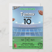 Verjaardagsuitnodiging voor American Football Touc Kaart (Voorkant)