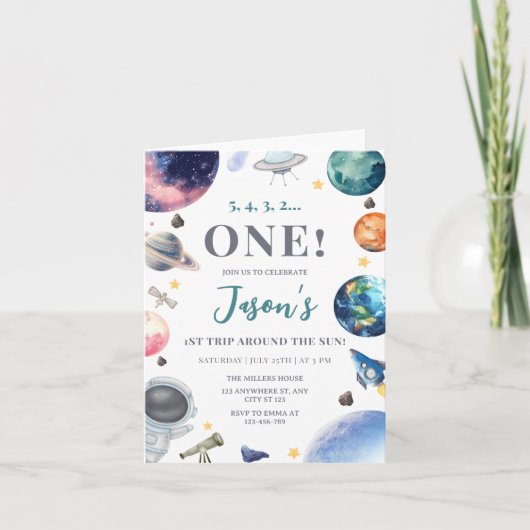 Verjaardagsuitnodiging voor astronauten, 1e reis r (Voorkant)