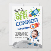 Verjaardagsuitnodiging voor astronauten, met uw fo kaart (Voorkant)