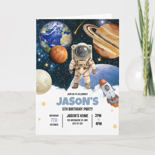 Verjaardagsuitnodiging voor astronauten, Outer Spa (Voorkant)