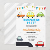 verjaardagsuitnodiging voor auto-voertuigen kaart (Voorkant / Achterkant)