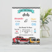 Verjaardagsuitnodiging voor auto's Retro Racing Ca Kaart (Staand voorkant)