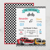 Verjaardagsuitnodiging voor auto's Retro Racing Ca Kaart (Voorkant / Achterkant)