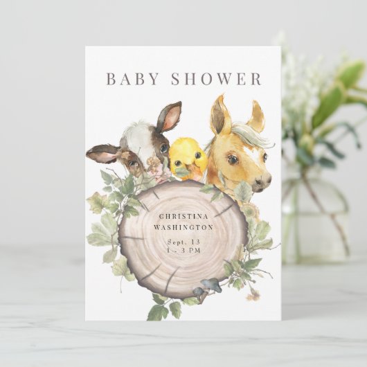 Verjaardagsuitnodiging voor baby 'Down on the Farm Kaart (Staand voorkant)