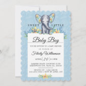 Verjaardagsuitnodiging voor baby jongen met bloeme kaart (Voorkant)