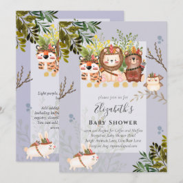 Verjaardagsuitnodiging voor baby jongen met jungle