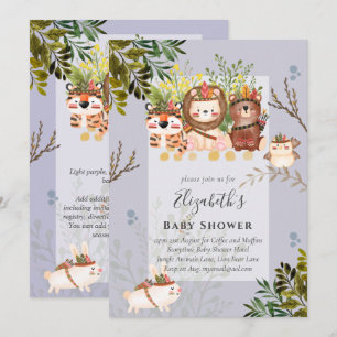 Verjaardagsuitnodiging voor baby jongen met jungle
