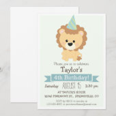 Verjaardagsuitnodiging voor baby leeuw kind kaart (Voorkant / Achterkant)