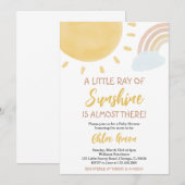 Verjaardagsuitnodiging voor baby met regenboog en  kaart (Voorkant / Achterkant)