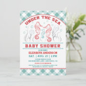 Verjaardagsuitnodiging voor baby onder de zee kaart (Staand voorkant)
