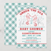 Verjaardagsuitnodiging voor baby onder de zee kaart (Voorkant / Achterkant)
