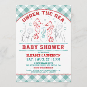Verjaardagsuitnodiging voor baby onder de zee kaart