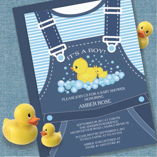 Verjaardagsuitnodiging voor baby shower met cute e kaart