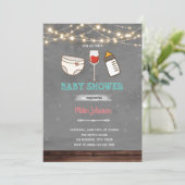 verjaardagsuitnodiging voor baby shower van wijn kaart (Staand voorkant)