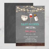 verjaardagsuitnodiging voor baby shower van wijn kaart (Voorkant / Achterkant)