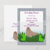 Verjaardagsuitnodiging voor baby walrus kaart (Voorkant / Achterkant)