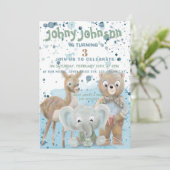 verjaardagsuitnodiging voor baby's met een dierthe aankondiging (Staand voorkant)